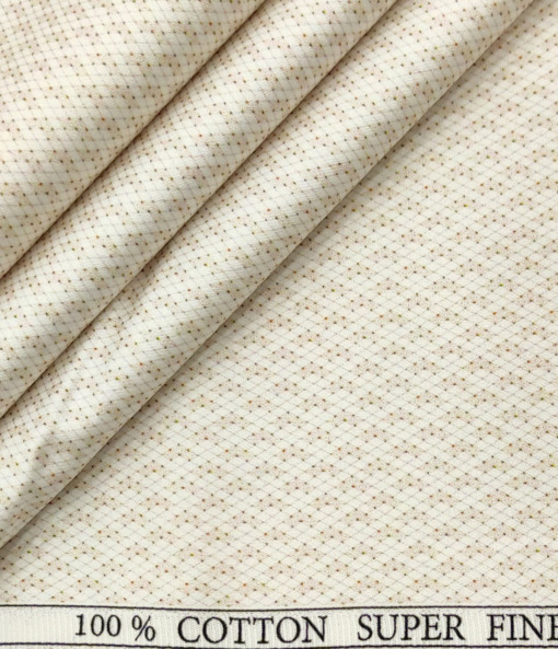 PEE GEE Men's Cotton Printed 2.25 Meter Unstitched Shirting Fabric (Milky White)