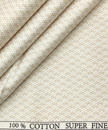 PEE GEE Men's Cotton Printed 2.25 Meter Unstitched Shirting Fabric (Milky White)