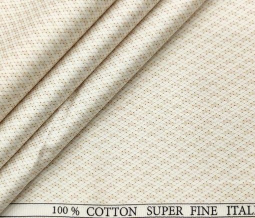 PEE GEE Men's Cotton Printed 2.25 Meter Unstitched Shirting Fabric (Milky White)