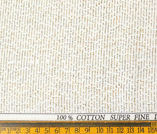 PEE GEE Men's Cotton Printed 2.25 Meter Unstitched Shirting Fabric (Milky White )