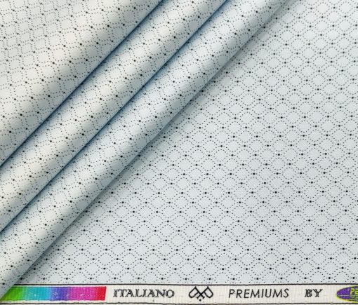 PEE GEE Men's Cotton Printed 2.25 Meter Unstitched Shirting Fabric (Sky Blue)