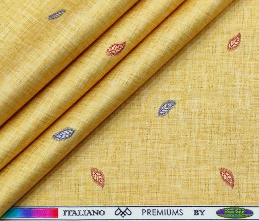 PEE GEE Men's Cotton Printed 2.25 Meter Unstitched Shirting Fabric (Yellow)