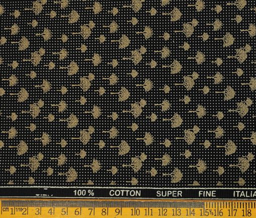 PEE GEE Men's Cotton Printed 2.25 Meter Unstitched Shirting Fabric (Black)