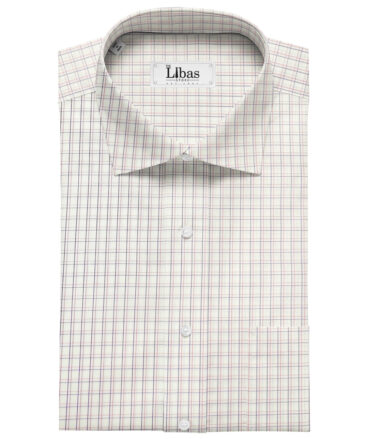 Raymond Men's Cotton Checks 2 Meter Unstitched Shirting Fabric (White)