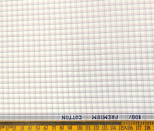 Raymond Men's Cotton Checks 2 Meter Unstitched Shirting Fabric (White)