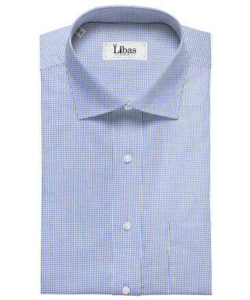 Raymond Men's Cotton Checks 2 Meter Unstitched Shirting Fabric (Blue)