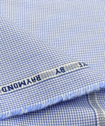 Raymond Men's Cotton Checks 2 Meter Unstitched Shirting Fabric (Blue)