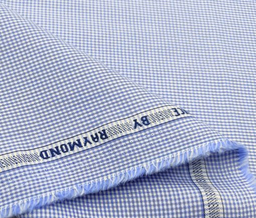 Raymond Men's Cotton Checks 2 Meter Unstitched Shirting Fabric (Blue)