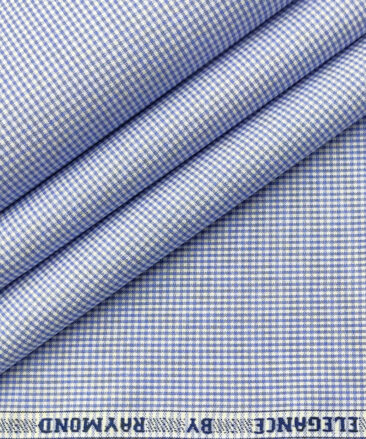 Raymond Men's Cotton Checks 2 Meter Unstitched Shirting Fabric (Blue)