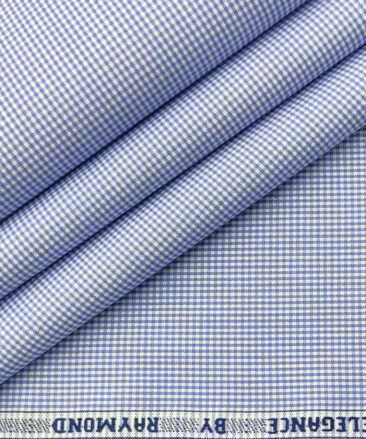 Raymond Men's Cotton Checks 2 Meter Unstitched Shirting Fabric (Blue)