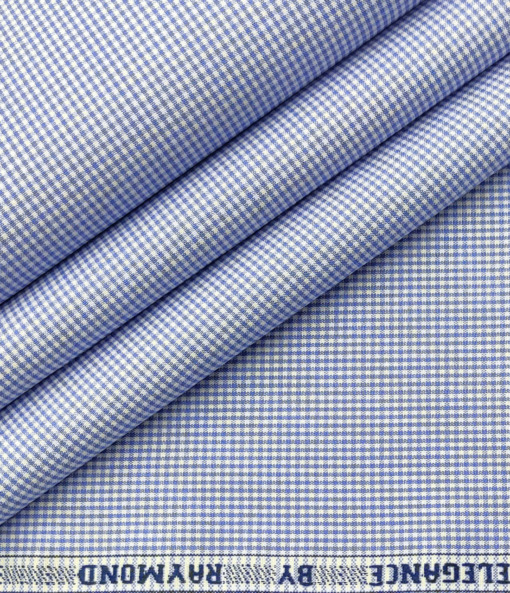 Raymond Men's Cotton Checks 2 Meter Unstitched Shirting Fabric (Blue)