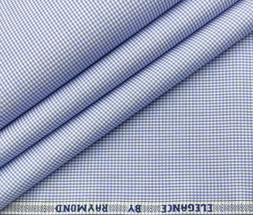 Raymond Men's Cotton Checks 2 Meter Unstitched Shirting Fabric (Blue)