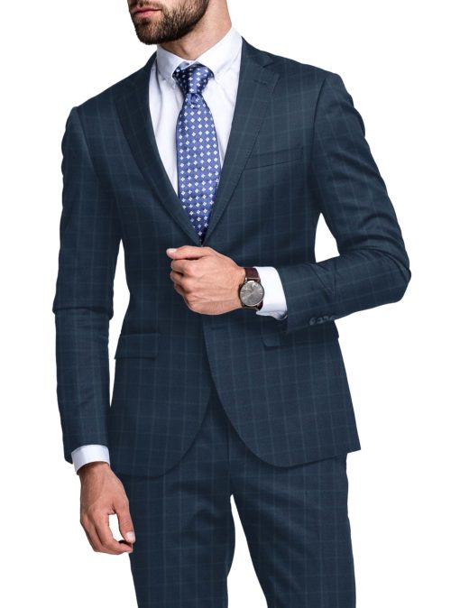 Raymond Men's Wool Checks Super 70's Unstitched Suiting Fabric (Dark Blue) - Image 2