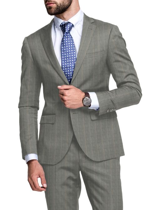 Raymond Men's Wool Checks Sustainouva Unstitched Suiting Fabric (Greyish Beige) - Image 2