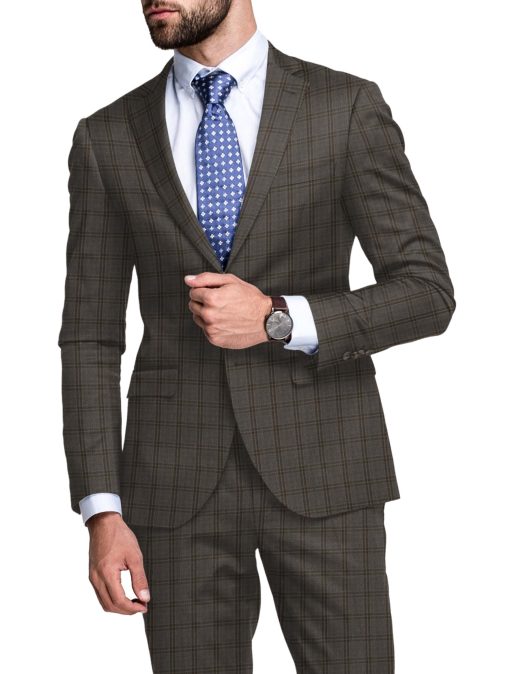 Raymond Men's Wool Checks Super 120's  Unstitched Suiting Fabric (Brown) - Image 2