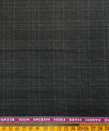 Raymond Men's Wool Checks 3.75 Meter Unstitched Suiting Fabric (Dark Grey)