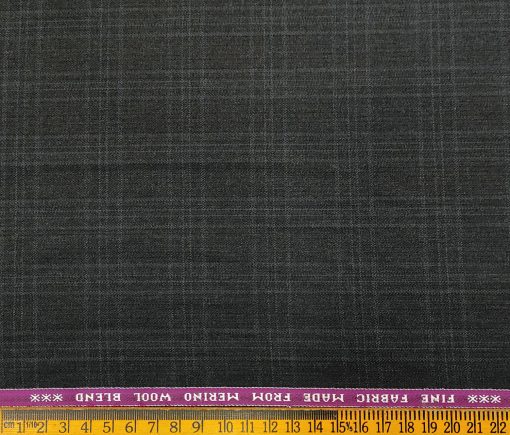 Raymond Men's Wool Checks 3.75 Meter Unstitched Suiting Fabric (Dark Grey)