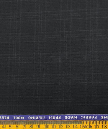 Raymond Men's Wool Checks  Unstitched Suiting Fabric (Dark Navy Blue)