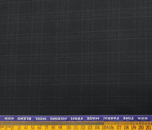 Raymond Men's Wool Checks  Unstitched Suiting Fabric (Dark Navy Blue)