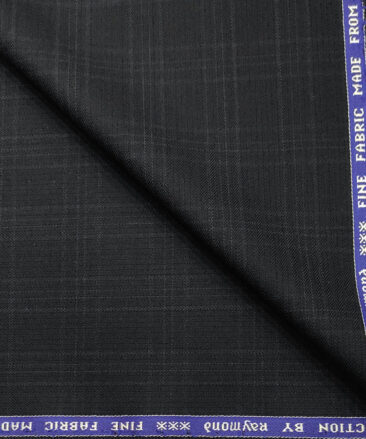 Raymond Men's Wool Checks  Unstitched Suiting Fabric (Dark Navy Blue)