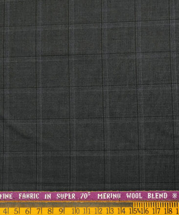 Raymond Men's Wool Checks Super 70's 1.25 Meter Unstitched Suiting Fabric (Dark Ash Grey)