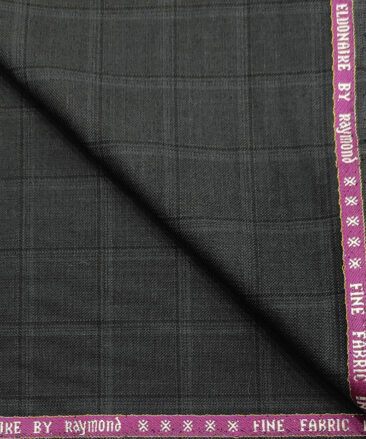 Raymond Men's Wool Checks Super 70's 1.25 Meter Unstitched Suiting Fabric (Dark Ash Grey)