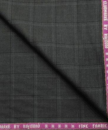 Raymond Men's Wool Checks Super 70's 1.25 Meter Unstitched Suiting Fabric (Dark Ash Grey)