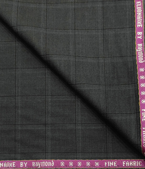 Raymond Men's Wool Checks Super 70's 1.25 Meter Unstitched Suiting Fabric (Dark Ash Grey)