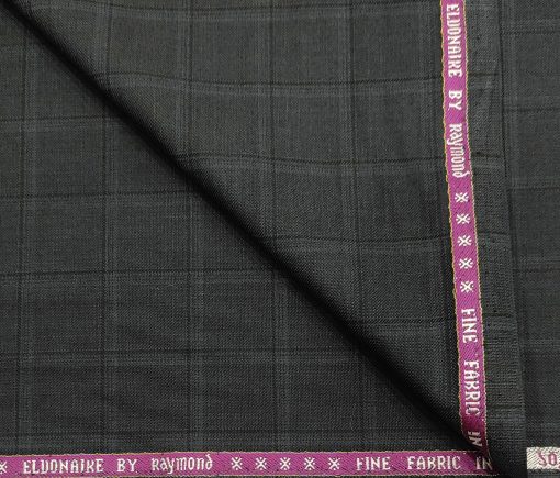 Raymond Men's Wool Checks Super 70's 1.25 Meter Unstitched Suiting Fabric (Dark Ash Grey)