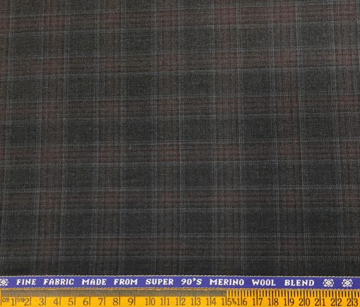 Raymond Men's Wool Checks Super 90's 3 Meter Unstitched Suiting Fabric (Blackish Grey)