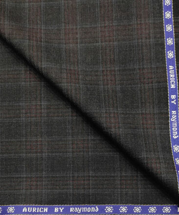 Raymond Men's Wool Checks Super 90's 3 Meter Unstitched Suiting Fabric (Blackish Grey)