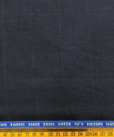 Raymond Men's Wool Checks Super 90's 1.30 Meter Unstitched Suiting Fabric (Dark Navy Blue)