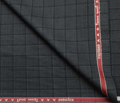 Raymond Men's Wool Checks  Unstitched Suiting Fabric (Dark Sea Green)