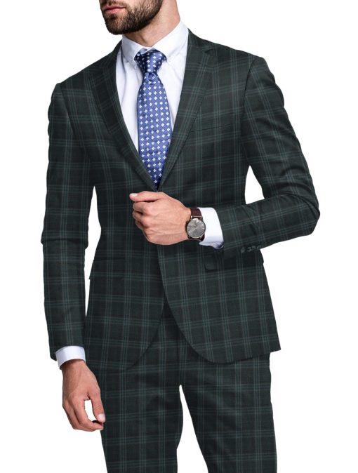 Spaadaa Italy Men's Wool Checks Super 130's  Unstitched Suiting Fabric (Dark Grey) - Image 2