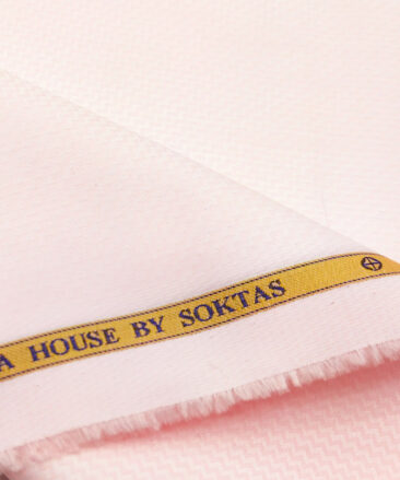 Soktas Men's Giza Cotton Structured 2 Meter Unstitched Shirting Fabric (Pink)