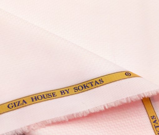 Soktas Men's Giza Cotton Structured 2 Meter Unstitched Shirting Fabric (Pink)