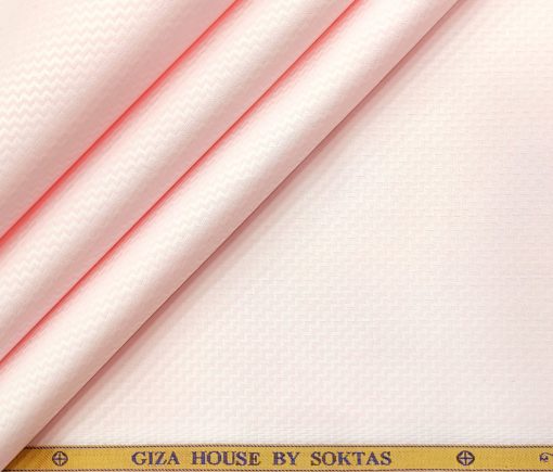 Soktas Men's Giza Cotton Structured 2 Meter Unstitched Shirting Fabric (Pink)