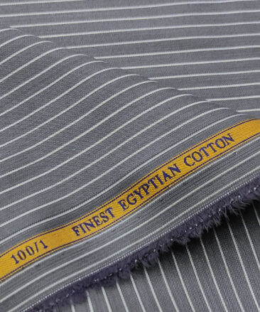 Soktas Men's Giza Cotton Striped 2 Meter Unstitched Shirting Fabric (Dark Grey)