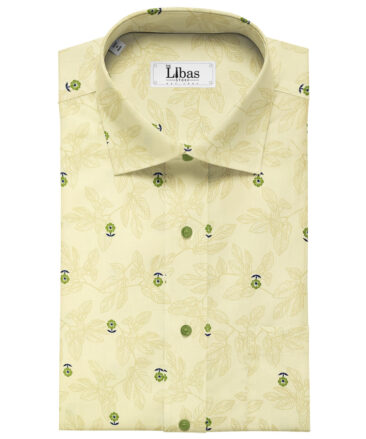 Solino Men's Cotton Printed 2.25 Meter Unstitched Shirting Fabric (Daffodil Yellow)