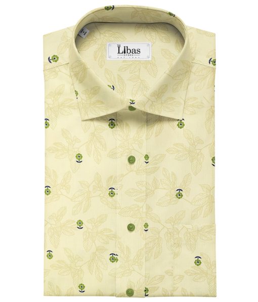 Solino Men's Cotton Printed 2.25 Meter Unstitched Shirting Fabric (Daffodil Yellow)