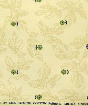 Solino Men's Cotton Printed 2.25 Meter Unstitched Shirting Fabric (Daffodil Yellow)