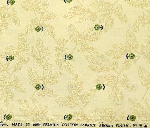 Solino Men's Cotton Printed 2.25 Meter Unstitched Shirting Fabric (Daffodil Yellow)