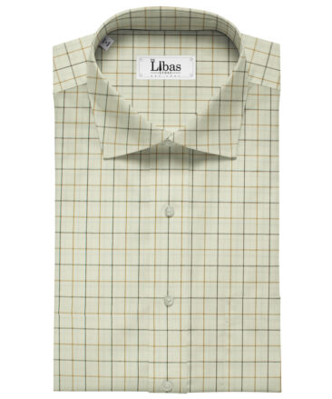 Arvind Men's Cotton Checks Unstitched Shirting Fabric (Cream)