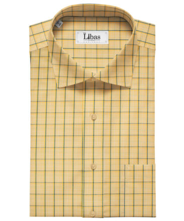 Arvind Men's Cotton Checks Unstitched Shirting Fabric (Honey Yellow)