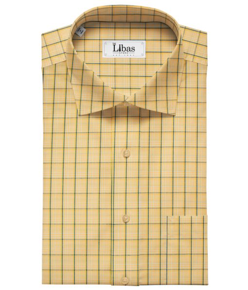 Arvind Men's Cotton Checks Unstitched Shirting Fabric (Honey Yellow)