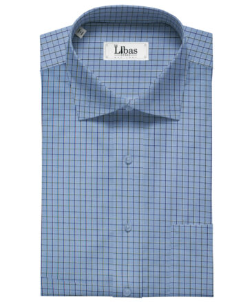 Arvind Men's Cotton Checks Unstitched Shirting Fabric (Light Blue)