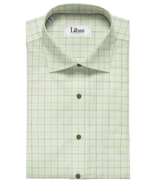 Arvind Men's Cotton Checks Unstitched Shirting Fabric (Milky White)