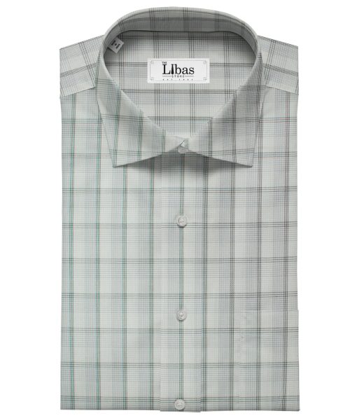 Arvind Men's Cotton Checks Unstitched Shirting Fabric (Milky White)