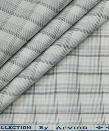 Arvind Men's Cotton Checks Unstitched Shirting Fabric (Milky White)