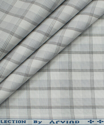 Arvind Men's Cotton Checks Unstitched Shirting Fabric (Milky White)